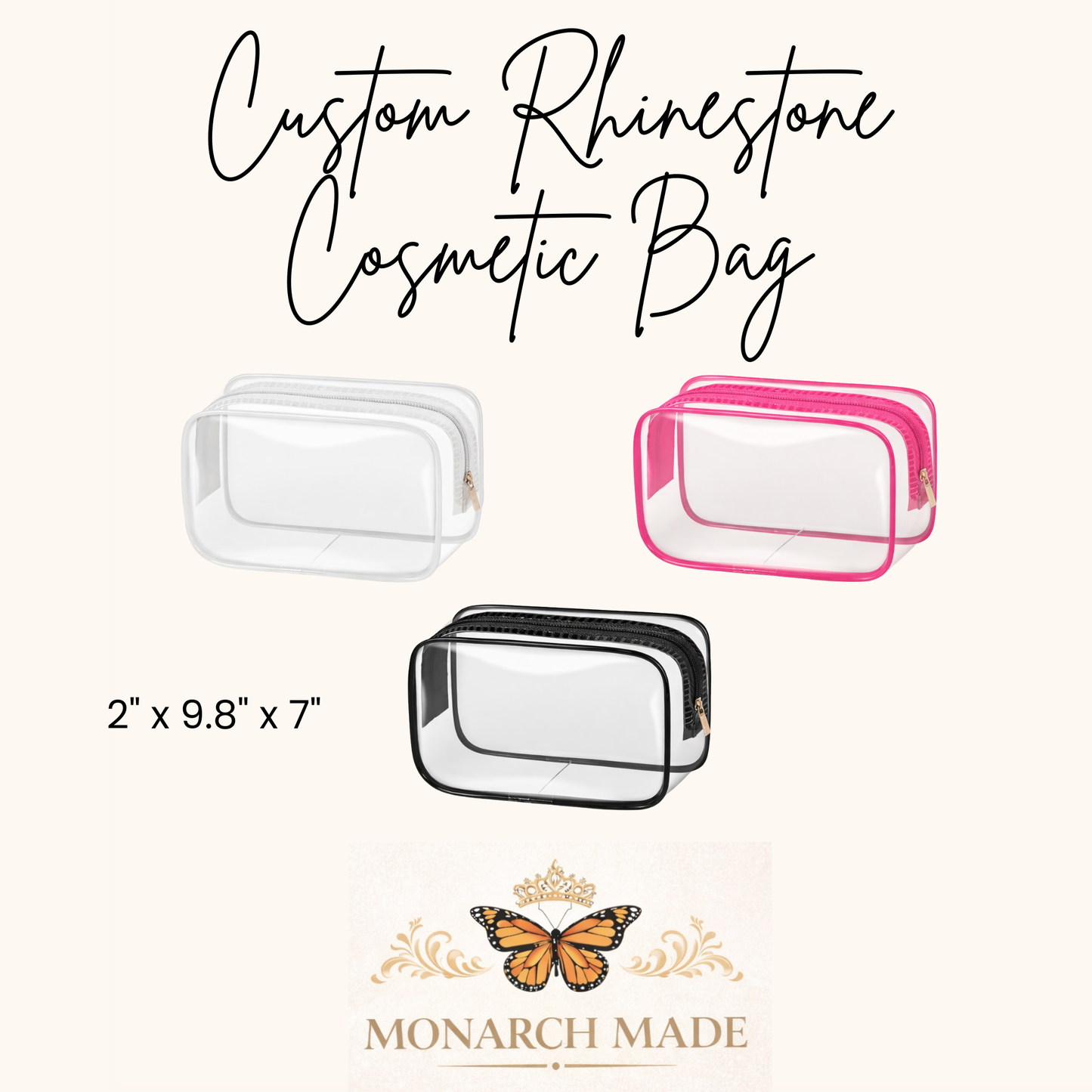 Custom Rhinestone Cosmetic Bag
