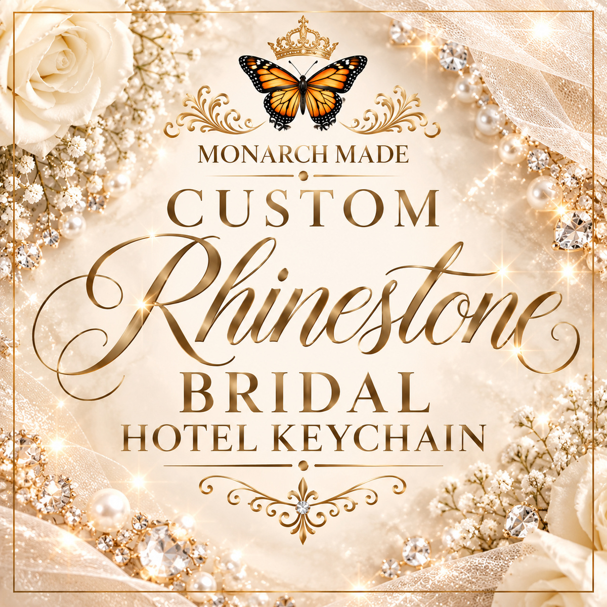 Custom Rhinestone Bridal Hotel Keychain